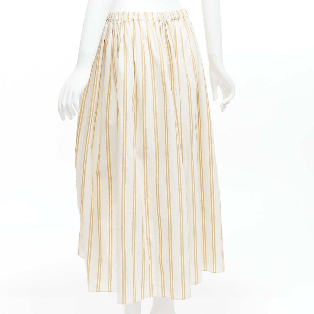 OSCAR DE LA RENTA 2019 cotton  linen ruched cutout striped balloon skirt US0 XS
