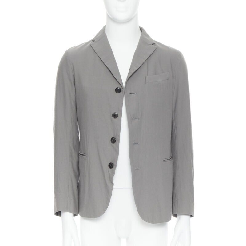 ARTS & SCIENCE grey cotton blend 4-button short collar casusal blazer jacket JP2