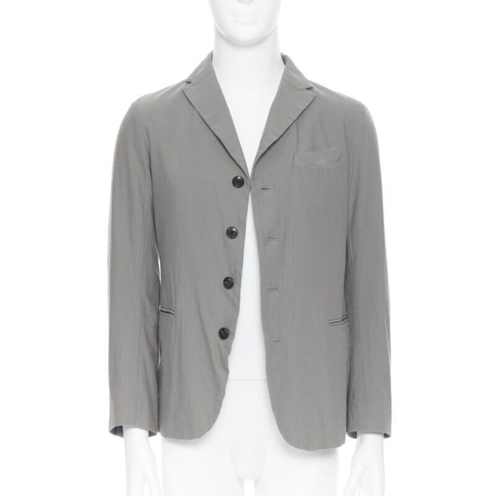 ARTS & SCIENCE grey cotton blend 4-button short collar casusal blazer jacket JP2