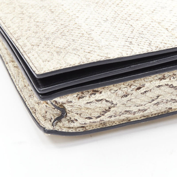 OLD CELINE Phoebe Philo natural scaled leather double flap portfolio clutch bag