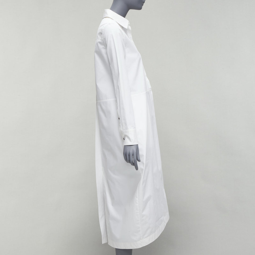 JIL SANDER 2022 white hidden placket minimal boxy shirt dress FR30 XXS