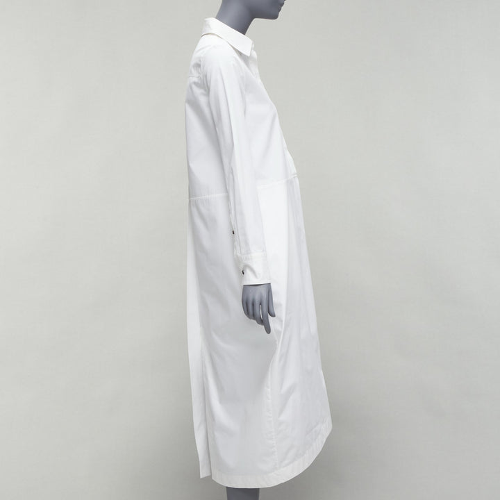 JIL SANDER 2022 white hidden placket minimal boxy shirt dress FR30 XXS