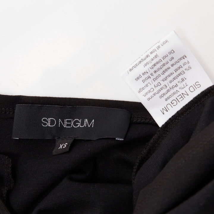SID NEIGUM Tension black viscose blend cut out asymmetric crop top XS