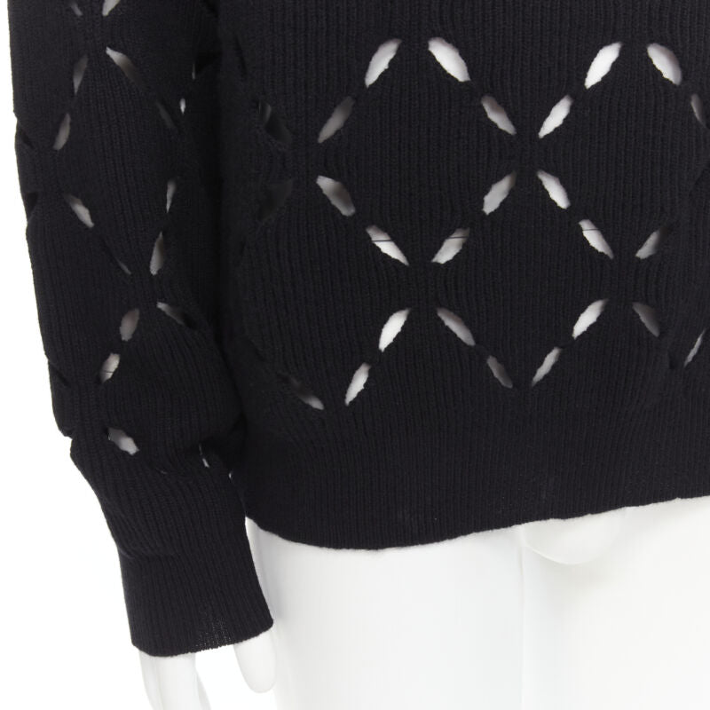 VERSACE 100% wool black diamond cut out Medusa stud sweater EU52 XL