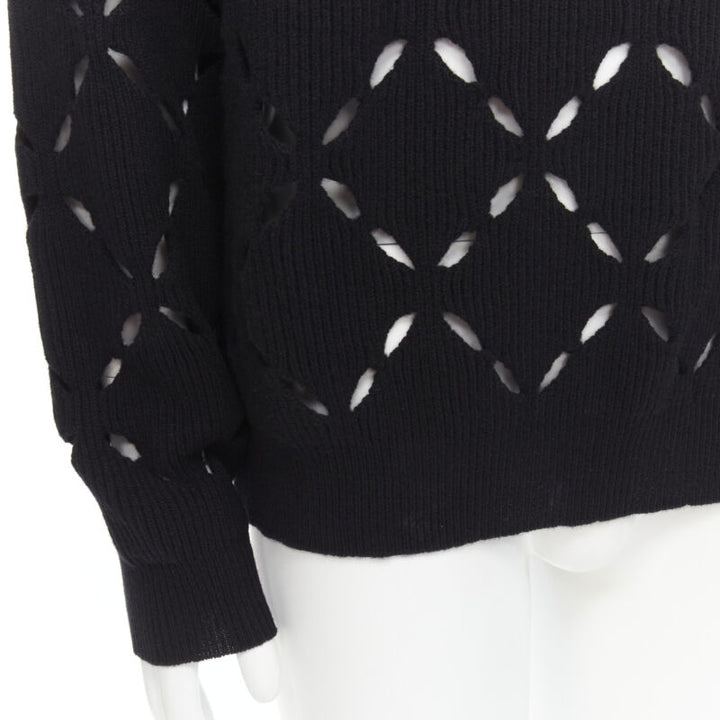 VERSACE 100% wool black diamond cut out Medusa stud sweater EU52 XL