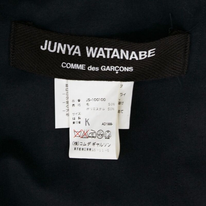 JUNYA WATANABE 1998 black wool blend origami pleated front wrap tie skirt M