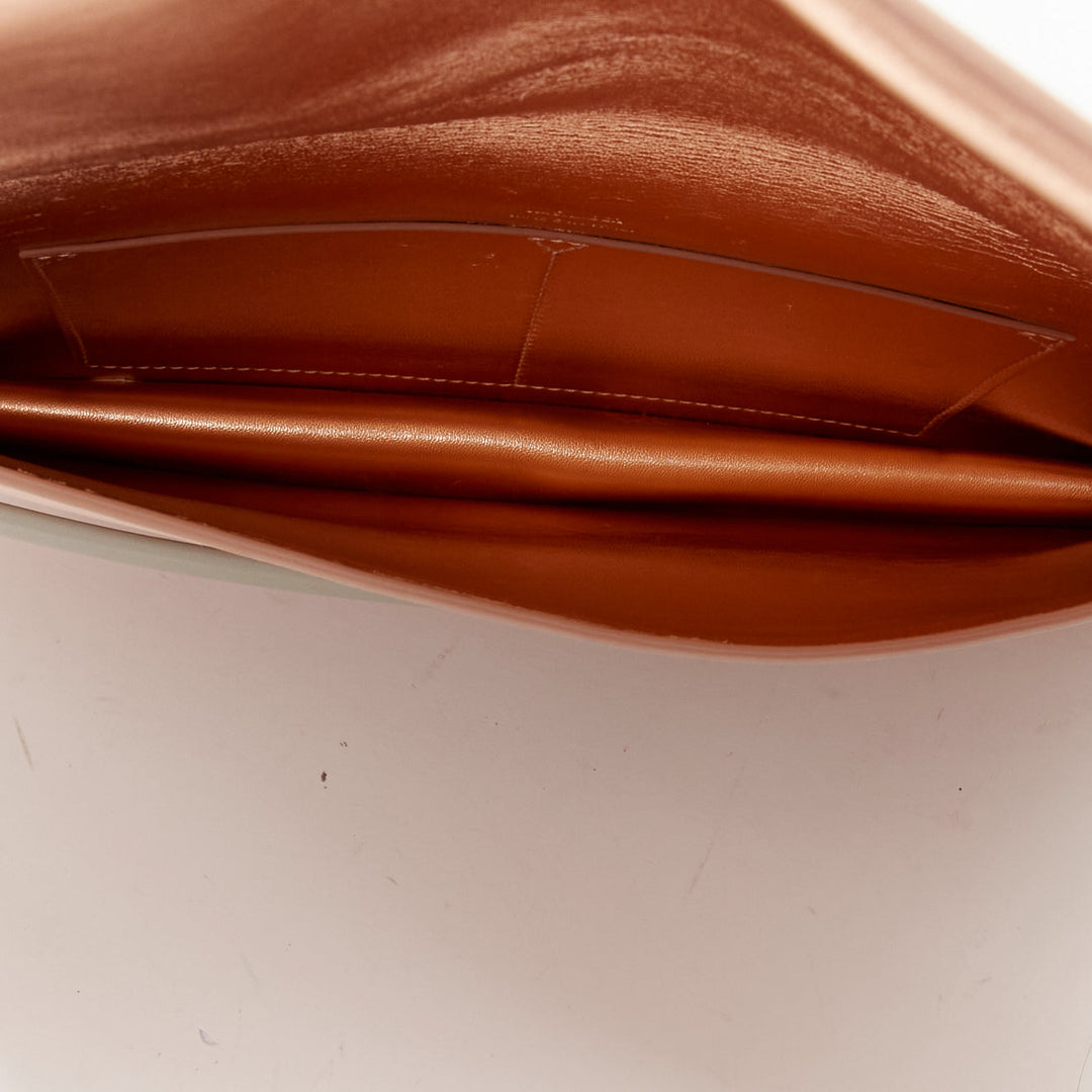 JIL SANDER pink grey smooth leather loop through envelope long clutch bag