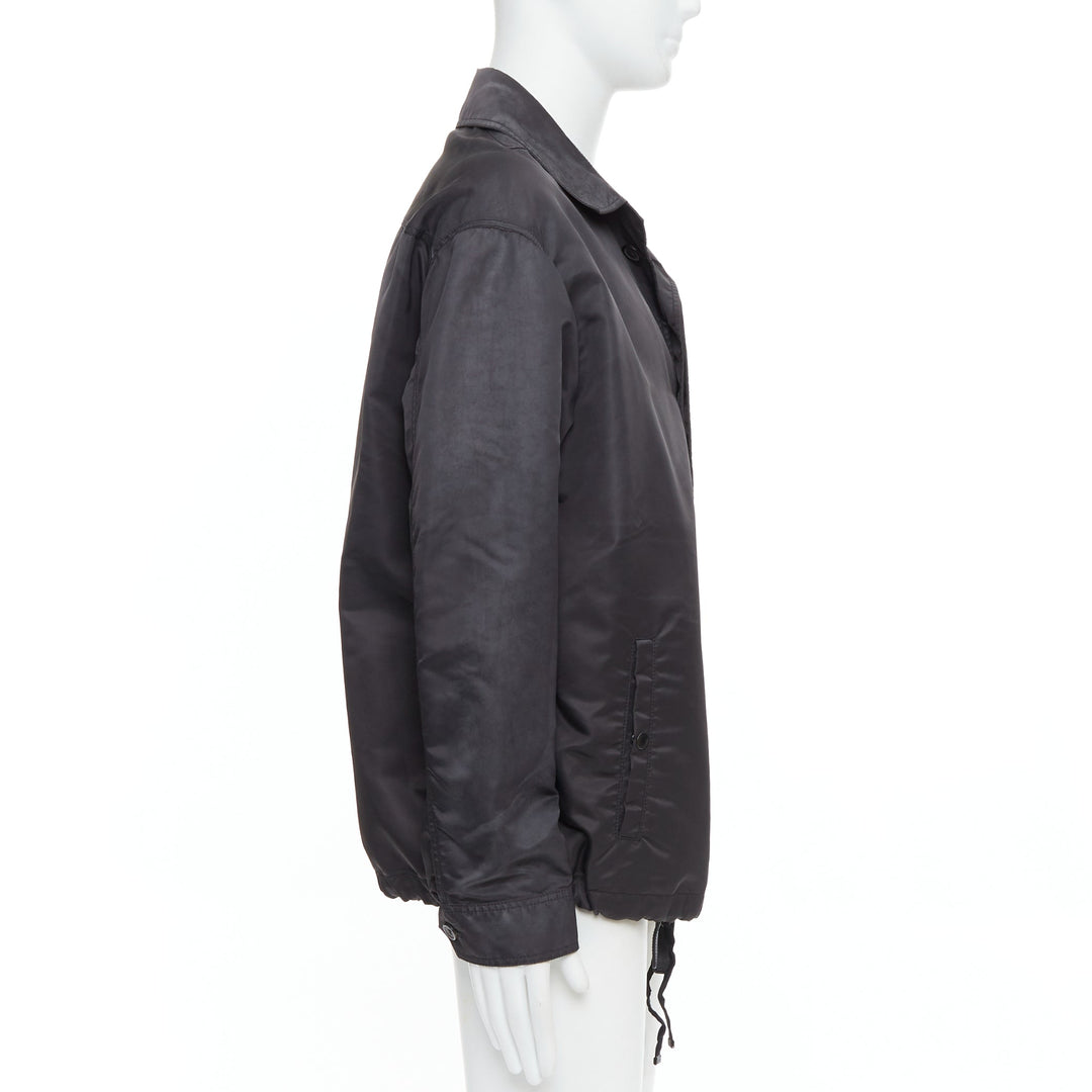 LANVIN black distressed nylon black buttons drawstring anorak IT50 L