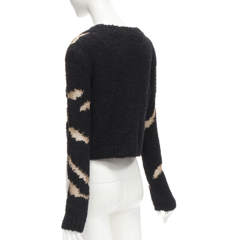 PHILOSOPHY DI LORENZO SERAFINI gold lattice sheer black slouchy sweater top IT38
