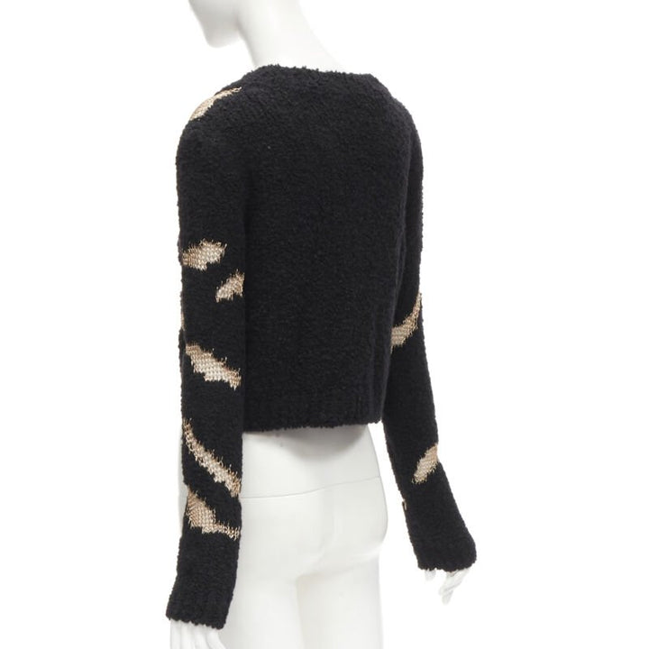 PHILOSOPHY DI LORENZO SERAFINI gold lattice sheer black slouchy sweater top IT38