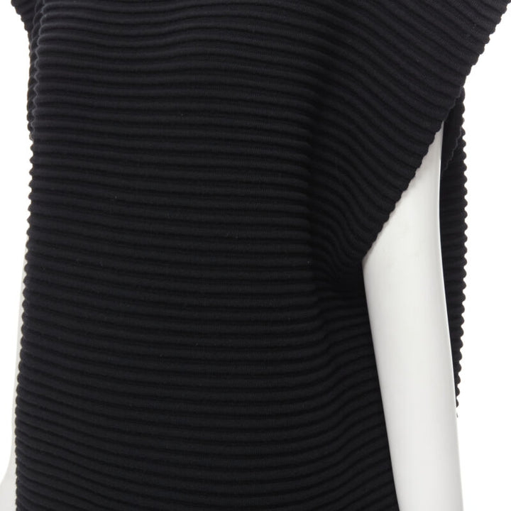 VVB VICTORIA BECKHAM 100% wool black ribbed cap sleeve popover sweater US2 S