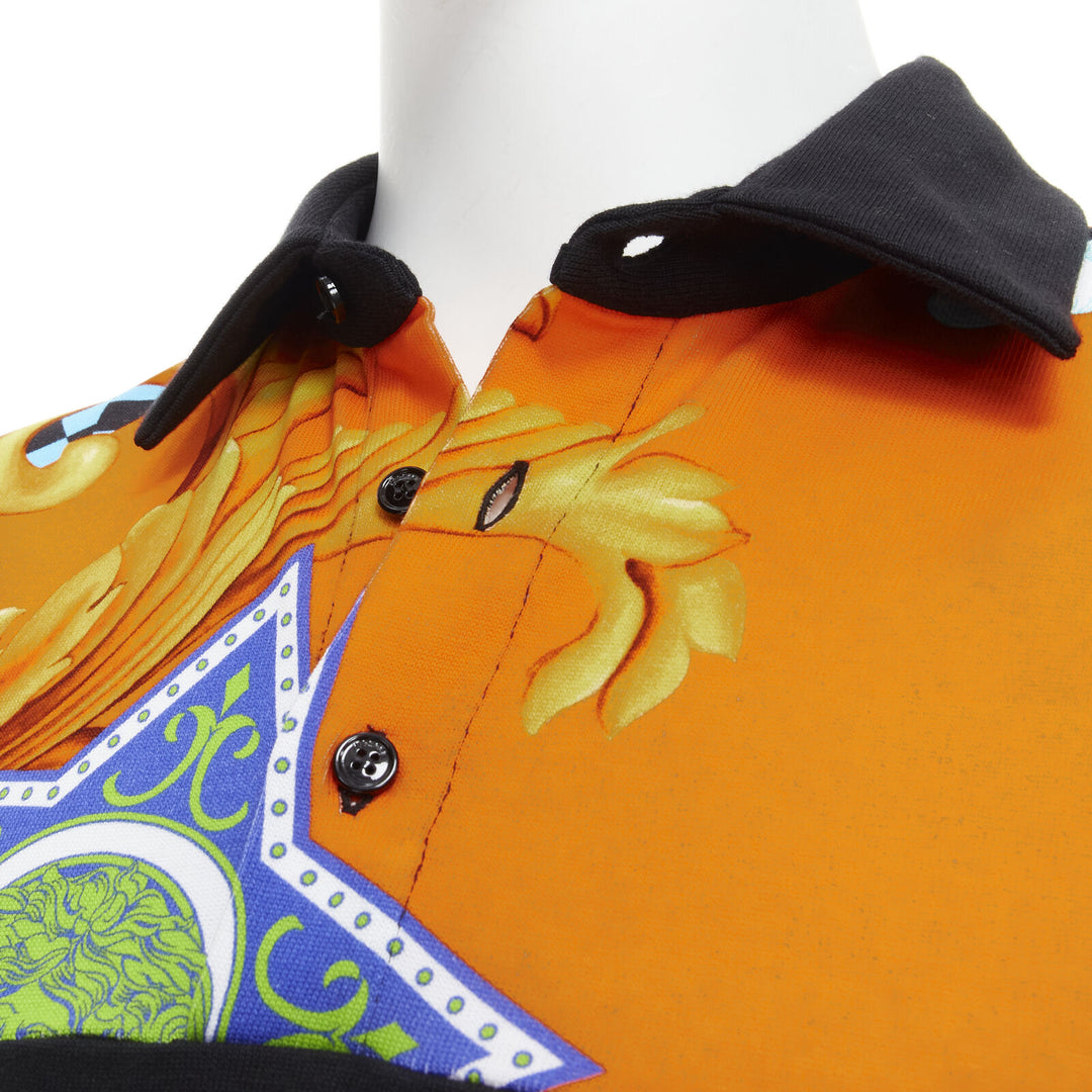 VERSACE 2020 Runway Pop Temple Box logo patchwork polo shirt top L