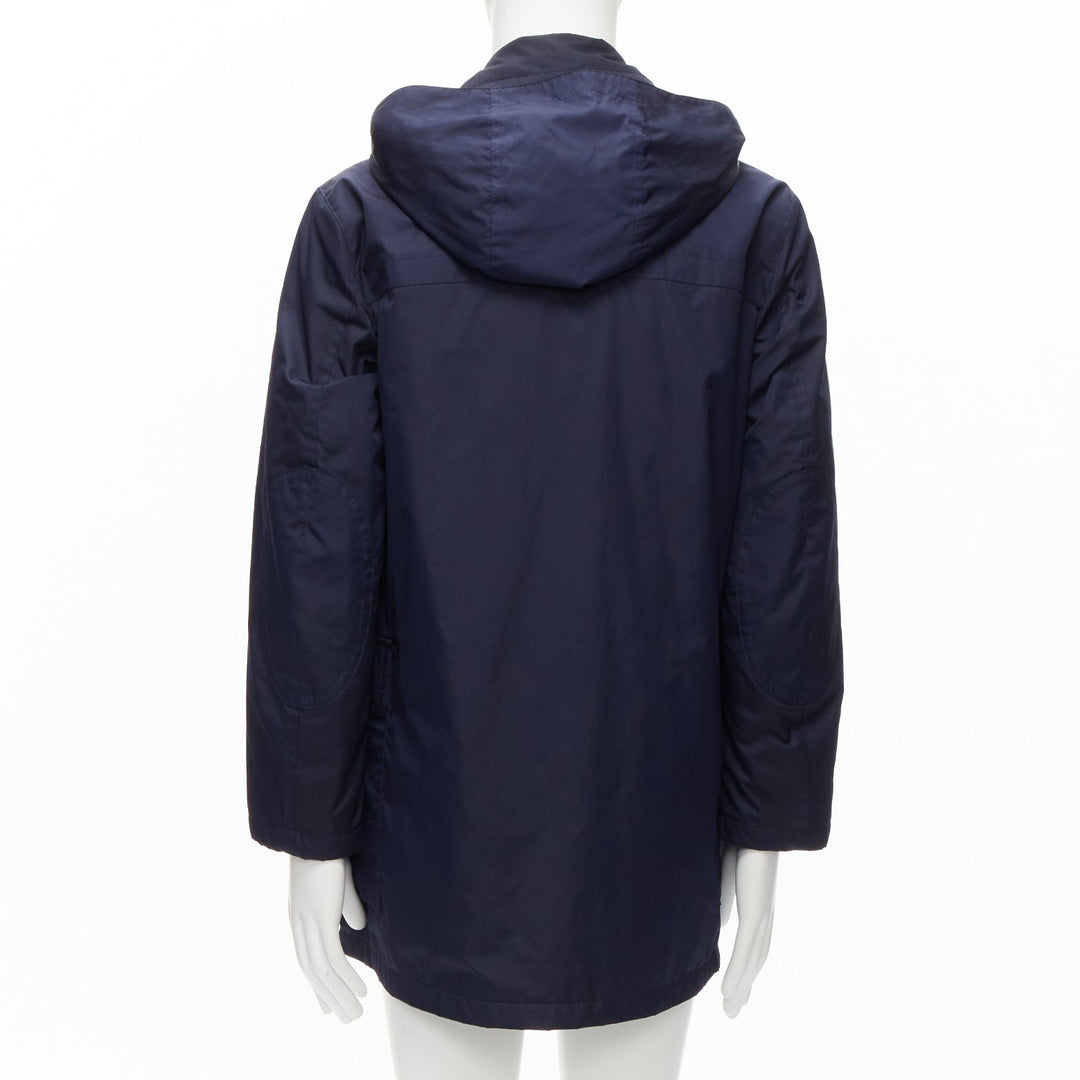 GUCCI 2012 navy nylon brown toggle hooded anorak jacket coat IT48 M