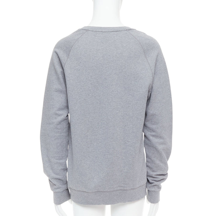 DRIES VAN NOTEN grey cotton red sequins lip crew pullover top L