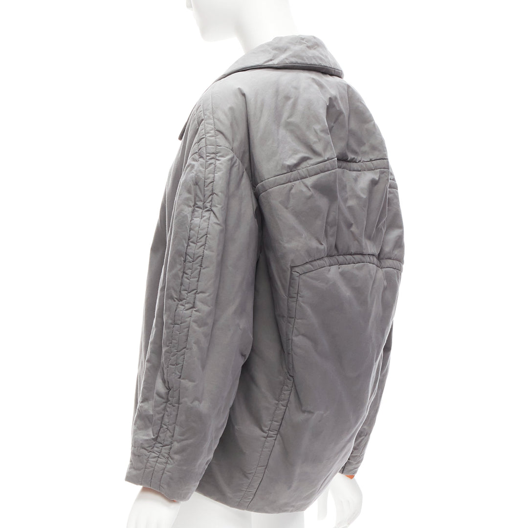 MARNI grey washed cotton brown lined padded cocoon MA1 jacket IT36 XS