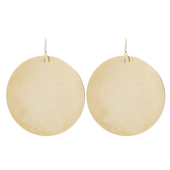 SAINT LAURENT gold mirrored metal disc statement earring Pair