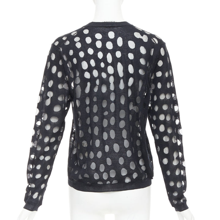 ACNE STUDIOS 2014 Ninah Dots black cotton irregular dots sheer sweater S