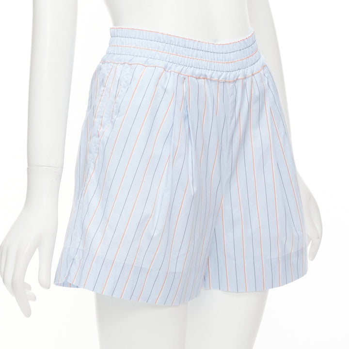 MARNI light blue orange pinstripe embroidered boxer shorts IT36 XXS