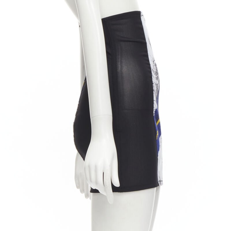 PHILOSOPHY DI LORENZO SERAFINI graphic print black panel corset skirt IT38 XS