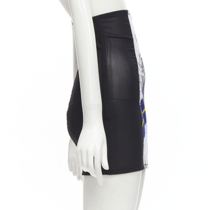 PHILOSOPHY DI LORENZO SERAFINI graphic print black panel corset skirt IT38 XS