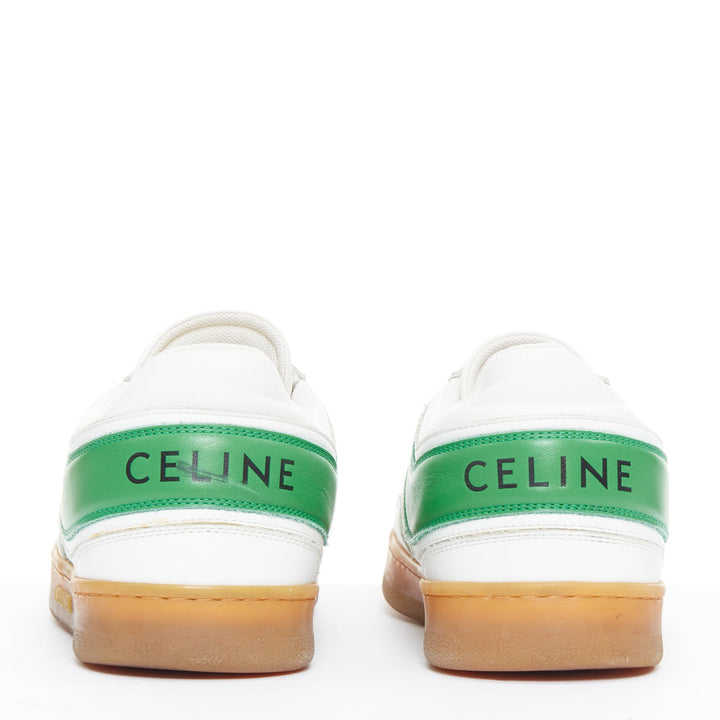 CELINE green optic white flash green leather low top sneakers EU37