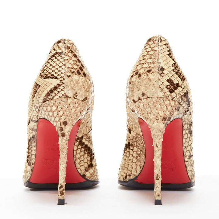 CHRISTIAN LOUBOUTIN brown natural scaled leather point toe stiletto pump EU37