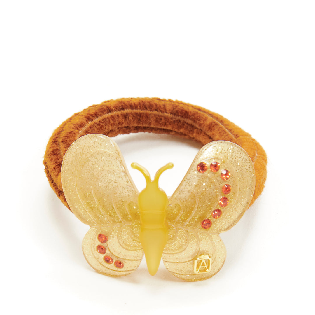 CHIC & MODE Alexandre Zouari yellow pastel crystal butterfly acrylic clip tie X3