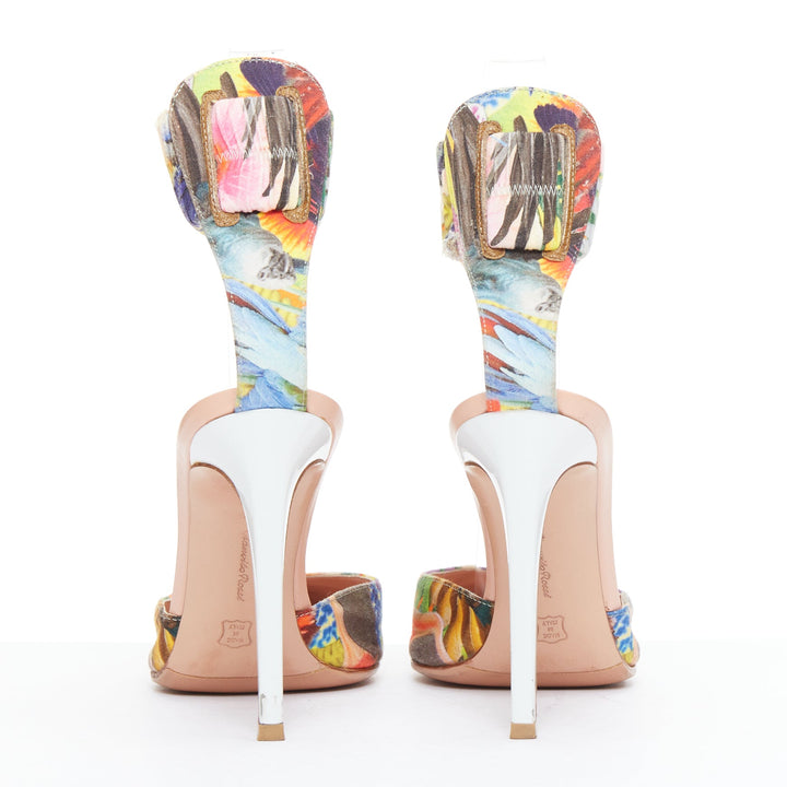 GIANVITO ROSSI ALTUZARRA multicolor floral fabric elastic cuff pumps EU37