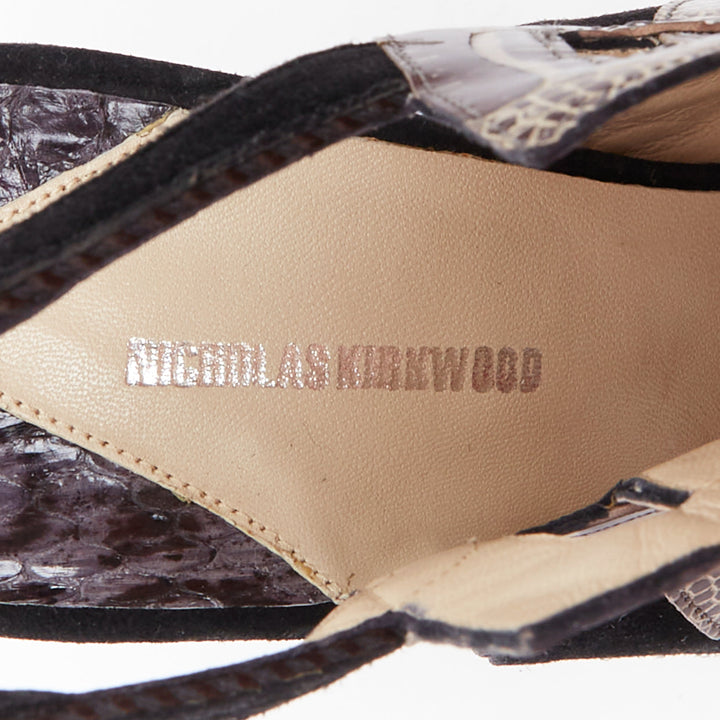 NICHOLAS KIRKWOOD brown black scaled leather platform sandals EU37.5