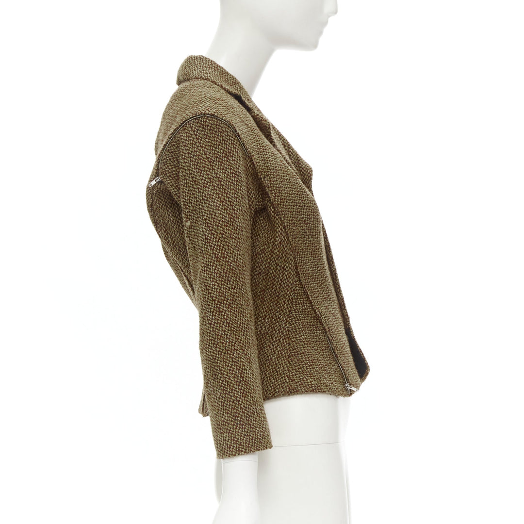 rare JUNYA WATANABE 1999 Runway brown tweed herringbone transformable jacket M
