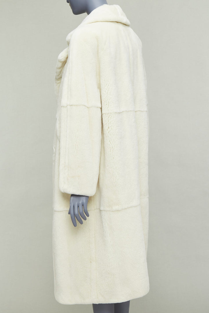 QIQIFUR off white real fur patchwork big belt loop long coat FR38 M