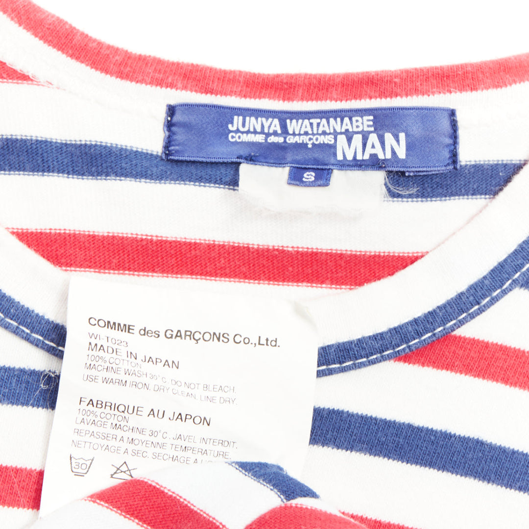 JUNYA WATANABE MAN 2011 red blue striped curved hem shirt S