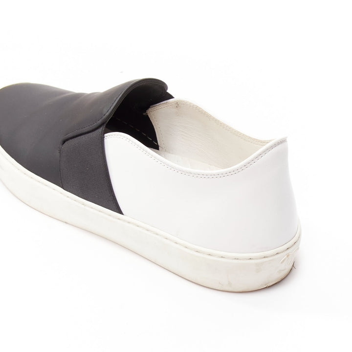 CHANEL black white leather CC logo back minimal classic skates sneakers EU36
