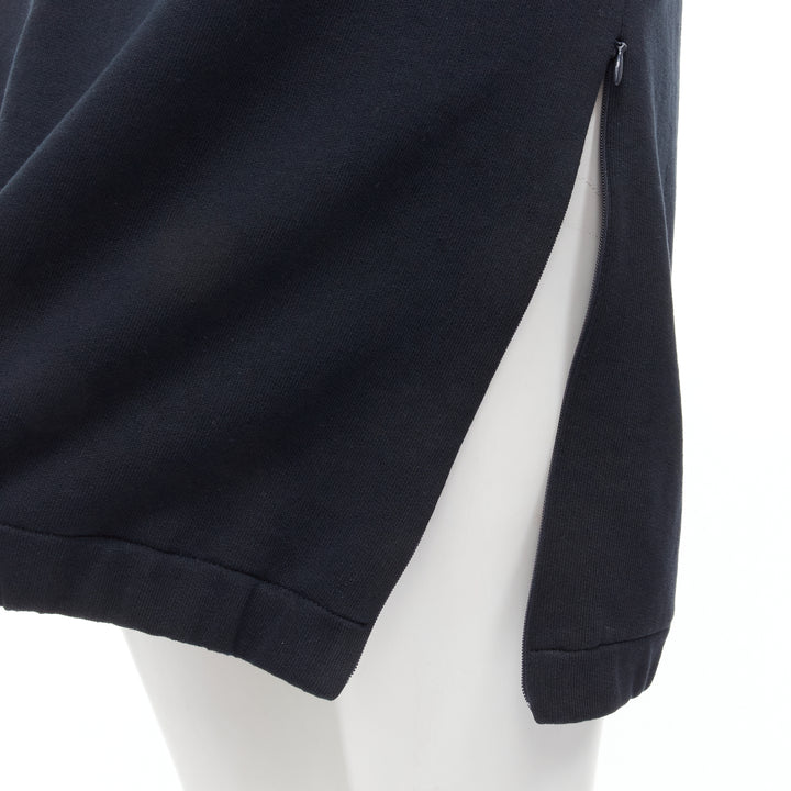 MARNI black cotton grey cuff silver snap button detail casual dress UK12 M