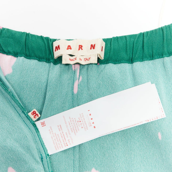 MARNI green pink splatter tie dye print elasticated casual pants IT38 XS