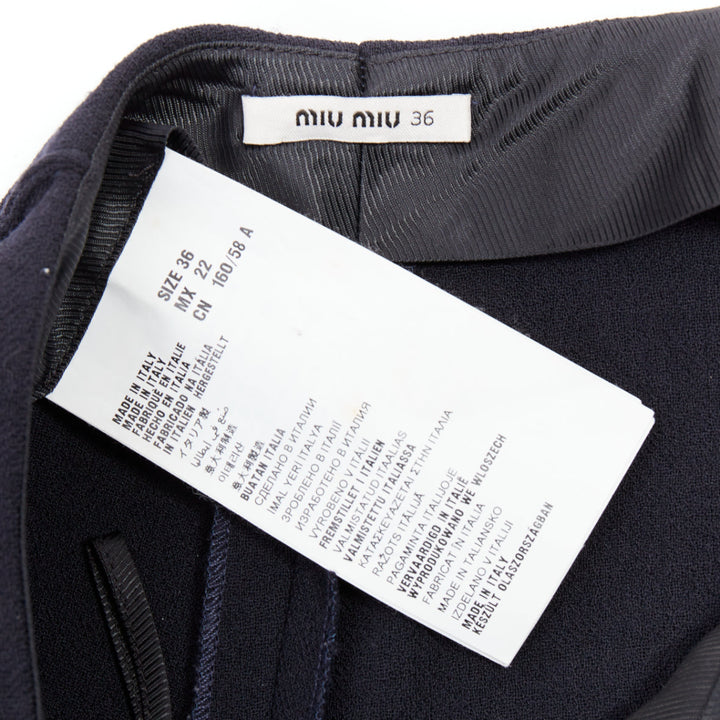 MIU MIU black virgin wool front pleated high waist shorts IT36 XXS