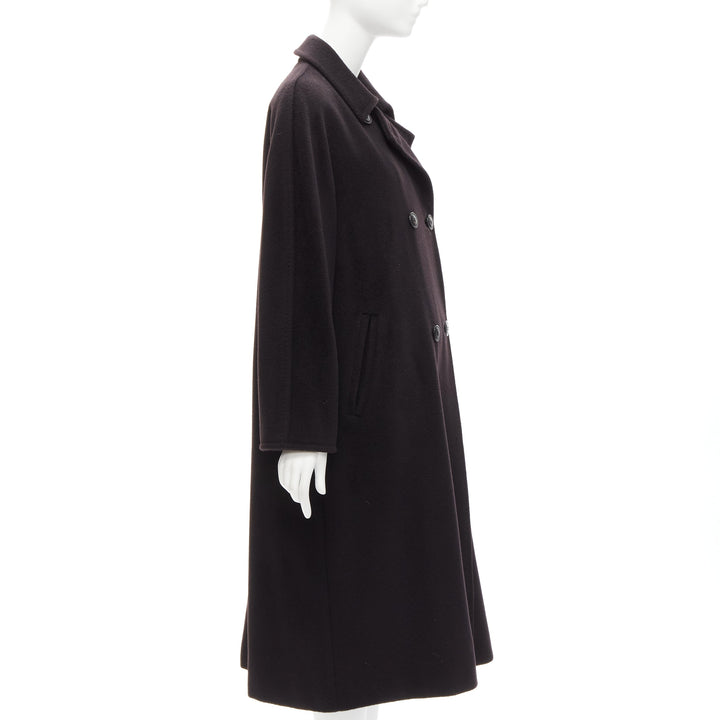 MAX MARA black virgin wool cashmere double breasted coat IT36 XXS