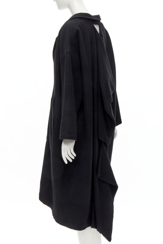 rare COMME DES GARCONS Vintage 1980's Dinosaur jagged cut out draped  coat M