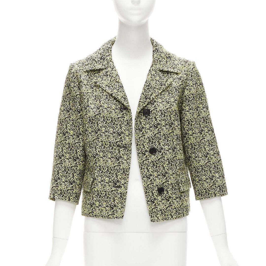 MARNI 2014 yellow speckle jacquard cotton blend cropped jacket IT38 XS