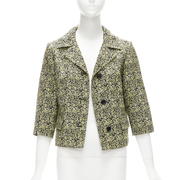 MARNI 2014 yellow speckle jacquard cotton blend cropped jacket IT38 XS