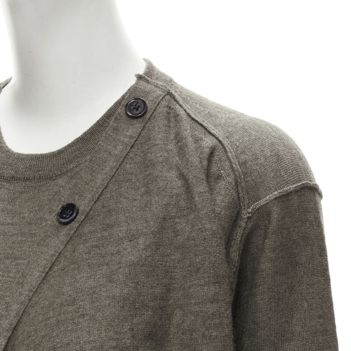 LEMAIRE brown merino wool blend tie front cardigan sweater dress XS