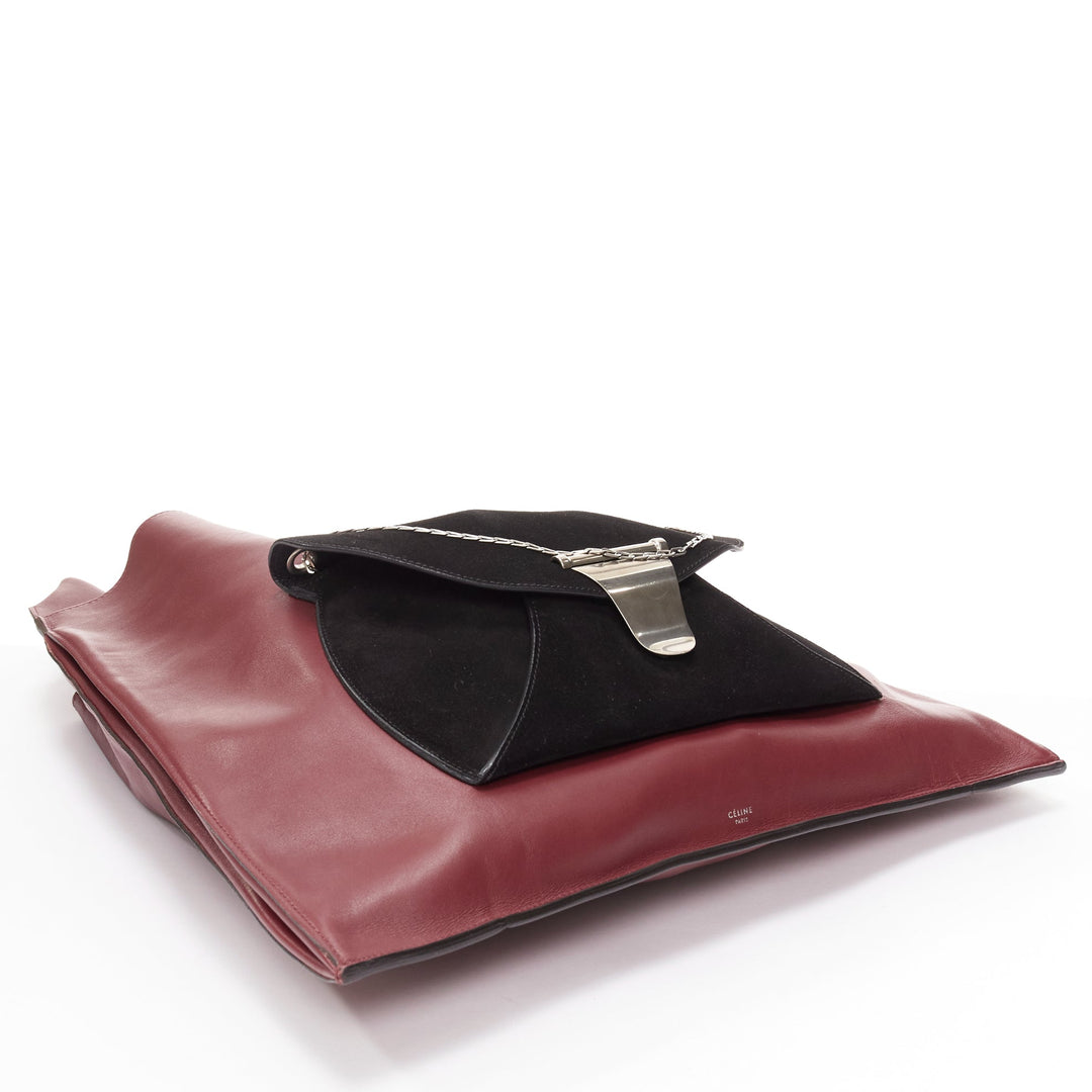 LD COELINE Phoebe Philo 2016 Medium Shopper burgundy black envelop pocket bag