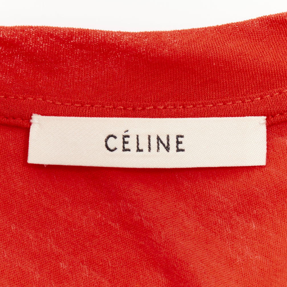 OLD CELINE Phoebe Philo red silky bias cut Triomphe anagram tank top