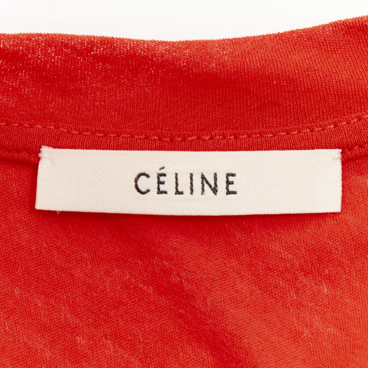 OLD CELINE Phoebe Philo red silky bias cut Triomphe anagram tank top