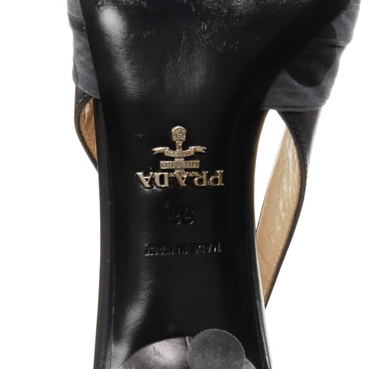 PRADA 2018 Comic print fabric wrap bow slingback kitten heel pump EU36