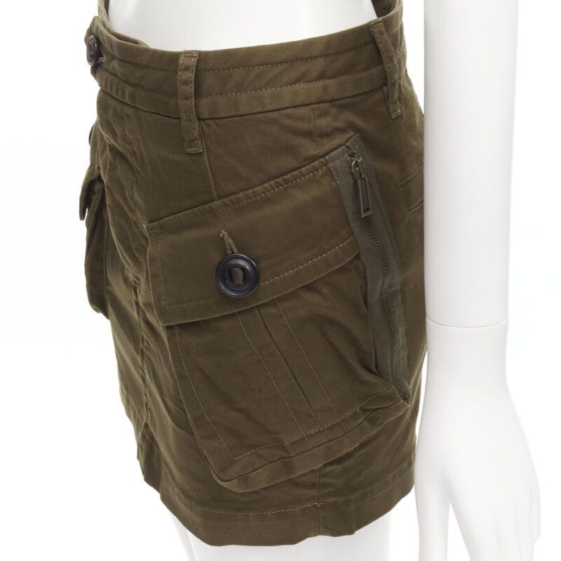 DSQUARED2 2020 dark green oversized cargo pocket mini skirt IT36 XXS