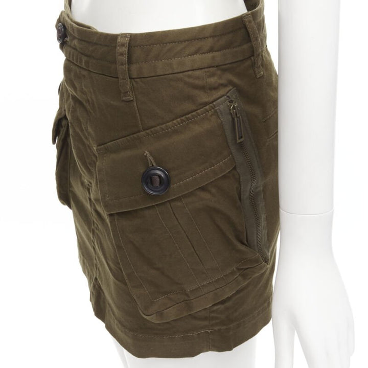 DSQUARED2 2020 dark green oversized cargo pocket mini skirt IT36 XXS