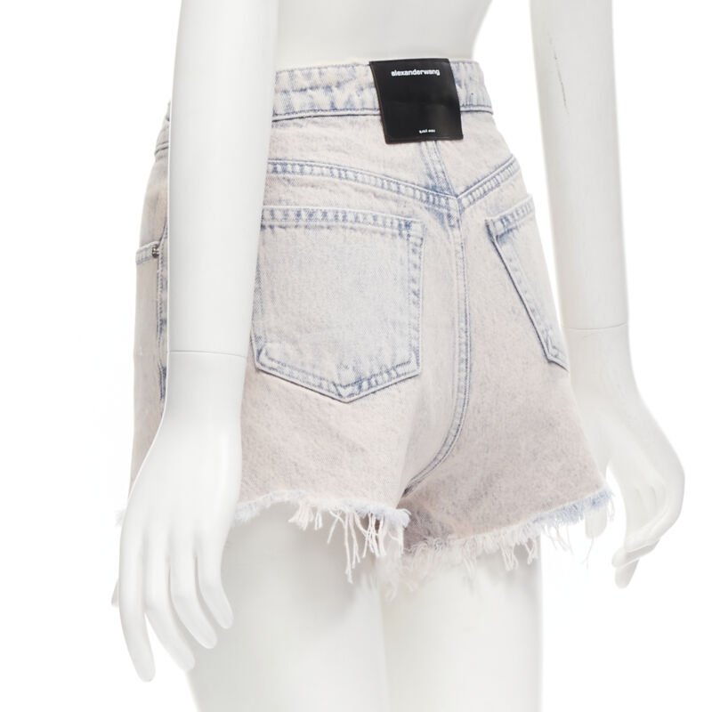 ALEXANDER WANG Bite High Rise orange acid washed denim high waisted shorts 25"