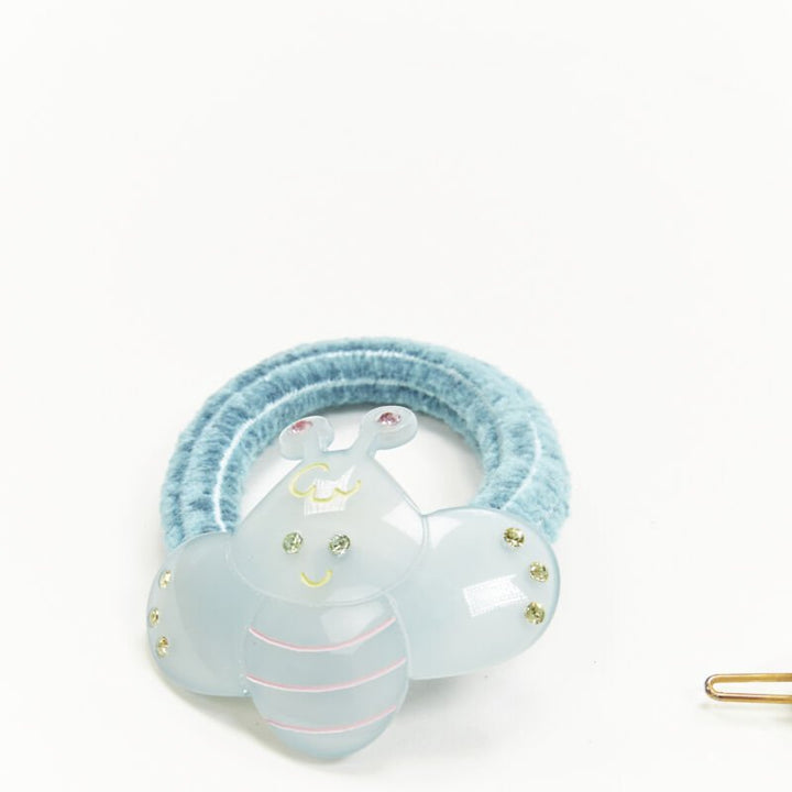 CHIC & MODE Alexandre Zouari crystal bee blue acrylic hair band clip X2