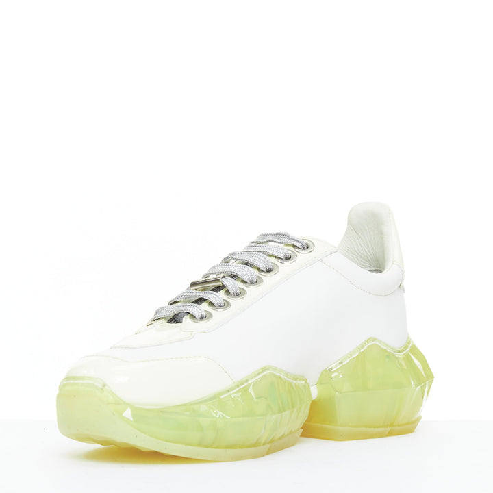 JIMMY CHOO Diamond white mint green jelly sole dad sneakers EU35.5